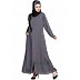 Designer Nida abaya with Patchwork- Grey